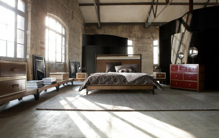 idée chambre a coucher style moderne industriel