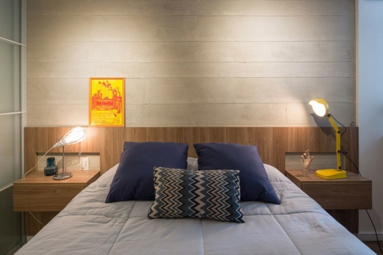 idée chambre à coucher tete de lit bois