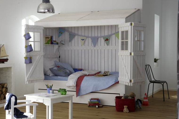 lit cabane fille mobilier blanc chambre avec rangements 