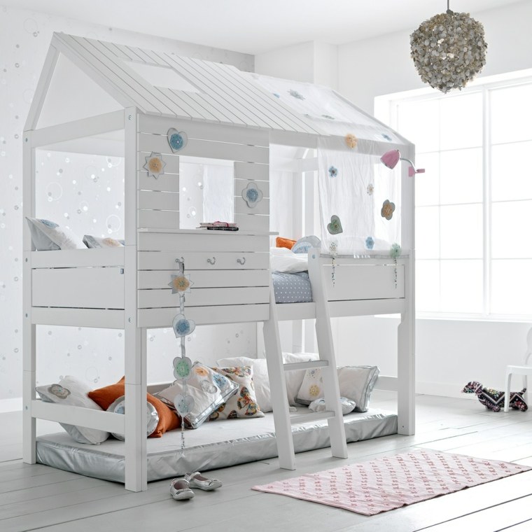 mobilier chambre enfants lits blancs pour filles