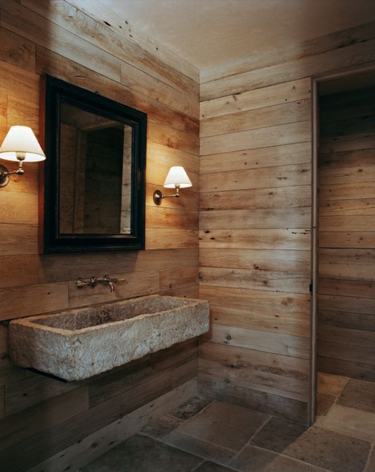 salle bain bois mur rustique design