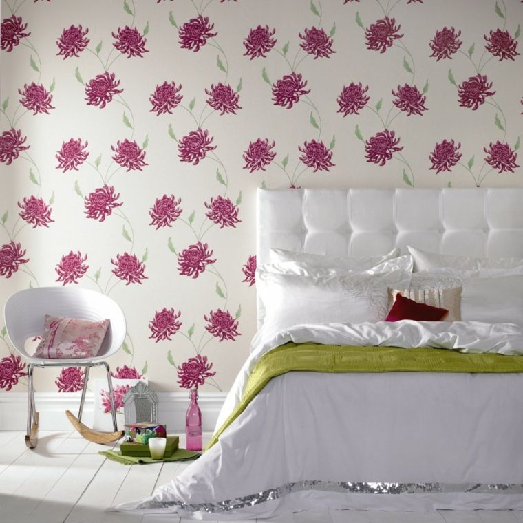 déco mur papier peint motif floral