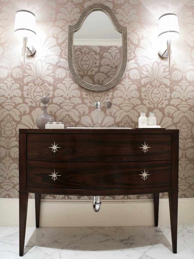 salle de bain papier peint grise design meuble salle de bain miroir 