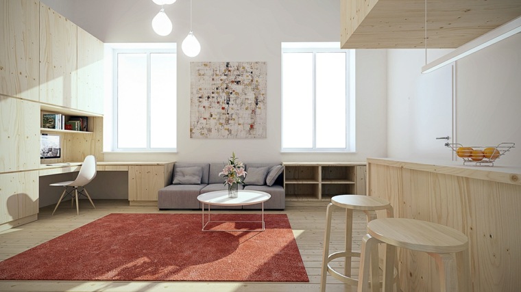 salon bois cuisine idée aménagement petit espace design  Adrian Iancu