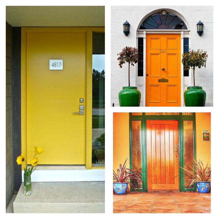 déco portes exterieures modernes jaune orange