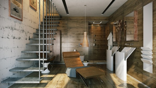salle de bain luxe bois idée aménagement moderne