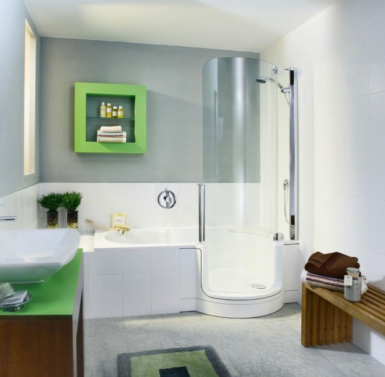 salle de bain coloree vert gris