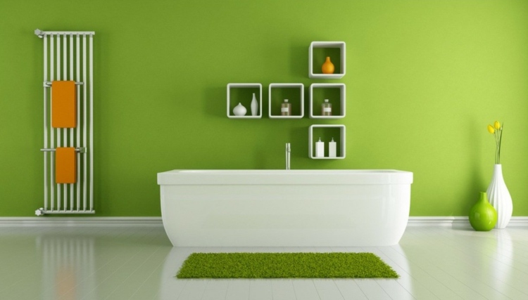 salle de bain colorée vert