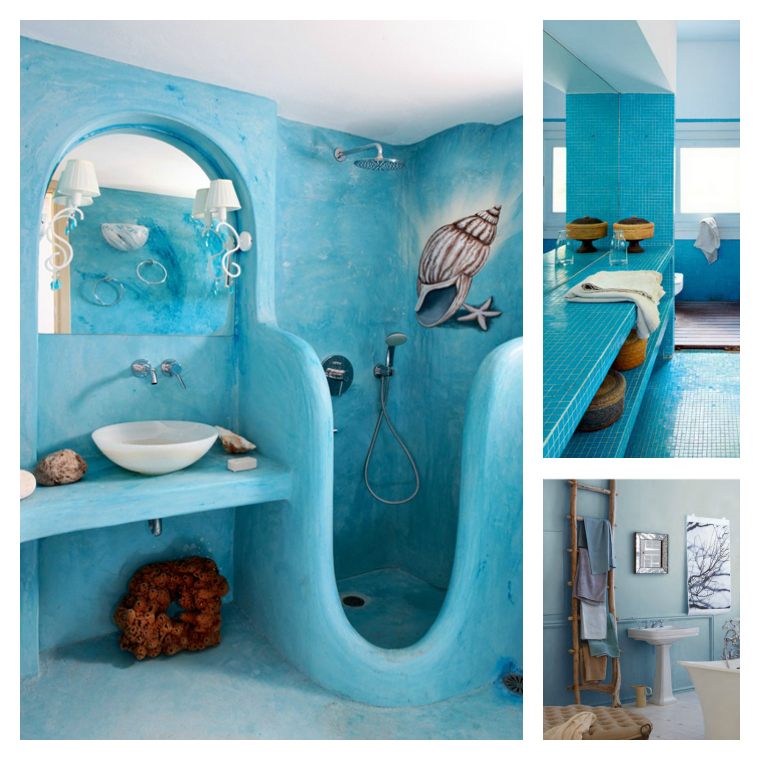 salles de bains originales peinture bleu clair