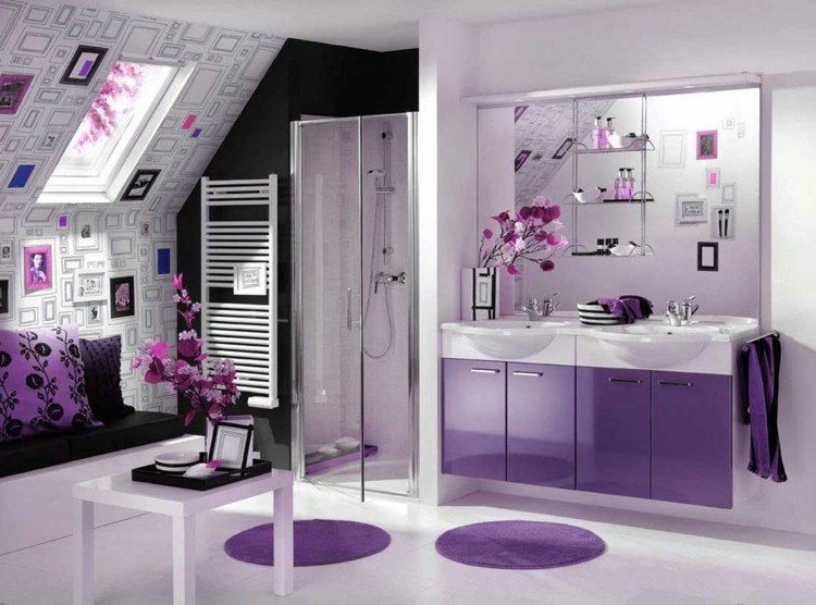 salle de bain design violet
