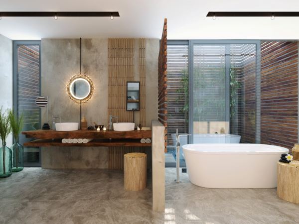 salle de bain de luxe idée aménagement baignoire miroir design Yevgeny Dyakonov