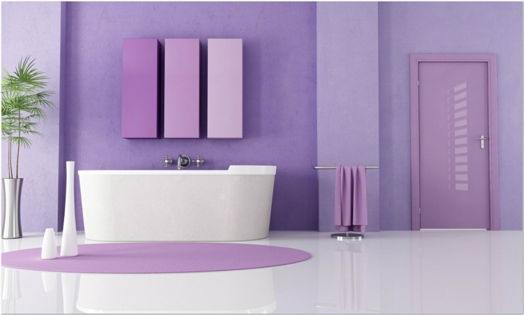 salle de bain minimaliste violet 