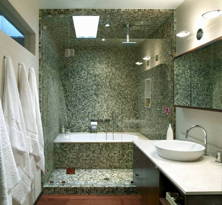 aménagement salle de bain baignoire cabine douche italienne 