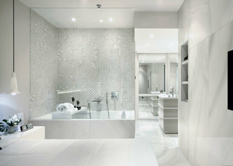carrelage cabine douche blanc brillant design douche italienne marbre