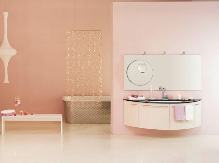 salle de bain moderne rose pale