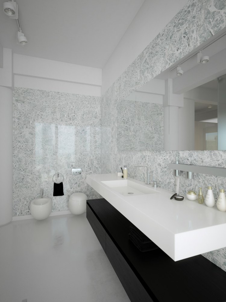 salle de bain noir et blanc contemporaine