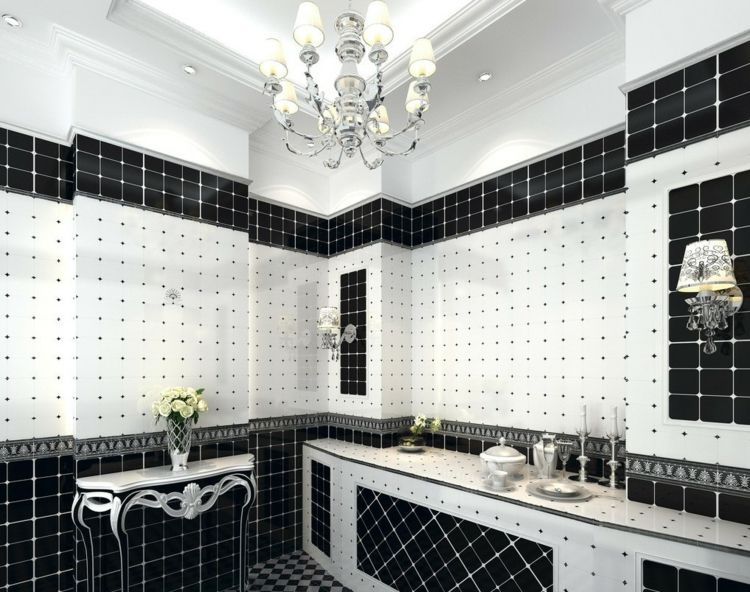 salle de bain noir et blanc idee