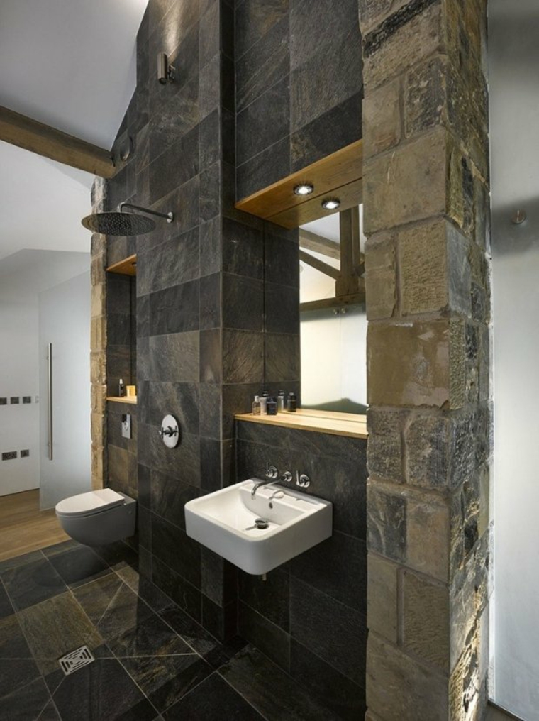 aménagement salle de bain avec douche italienne pierre 