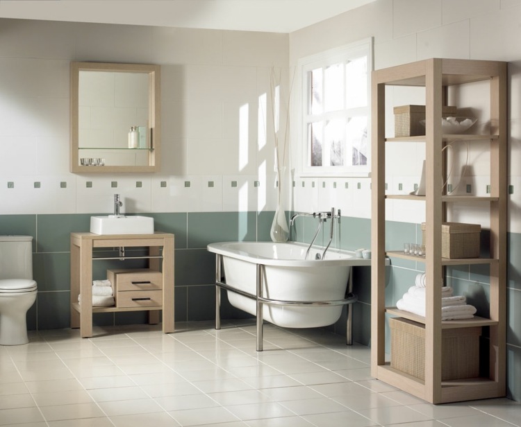salle de bain retro moderne meubles bois