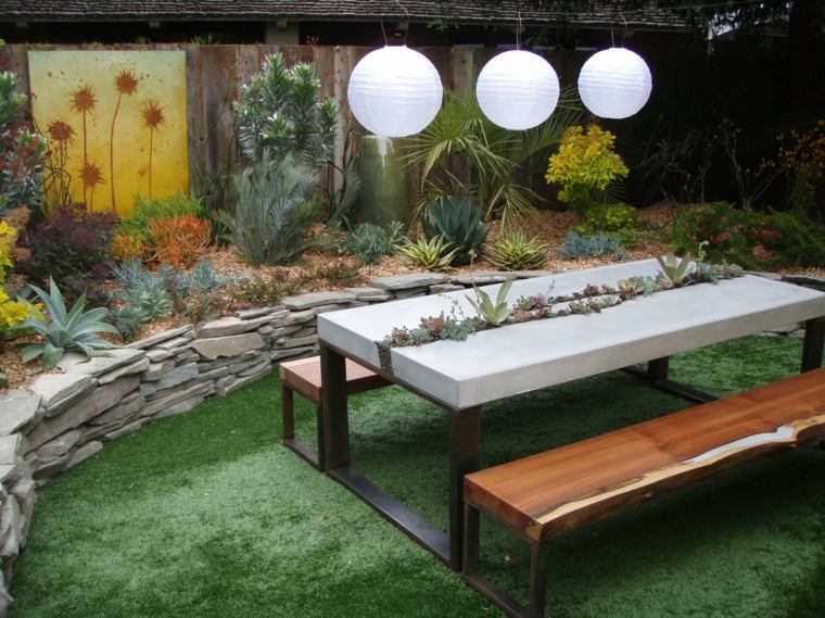 table de jardin béton décoration extérieure