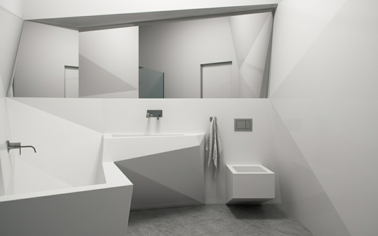 toilette design géométrique blanche wc salle de bain