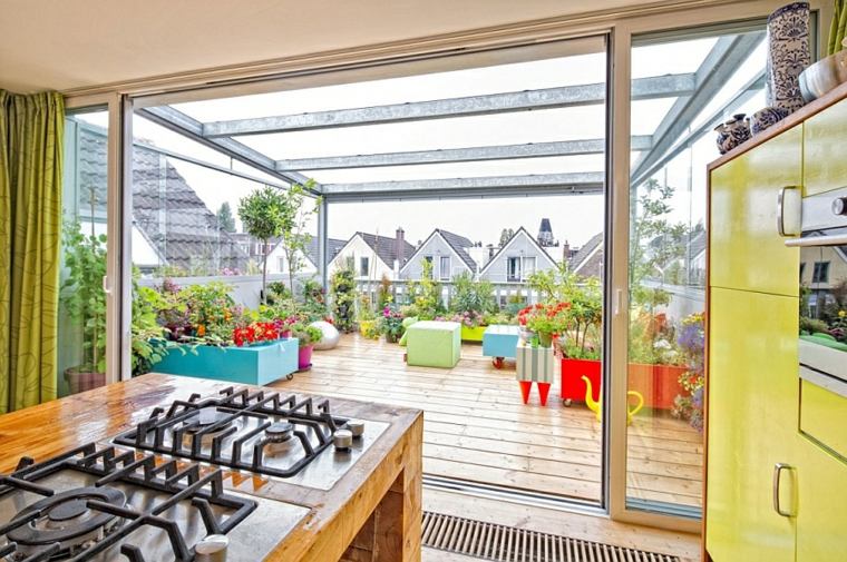 terrasse toit idée aménagement plante déco 