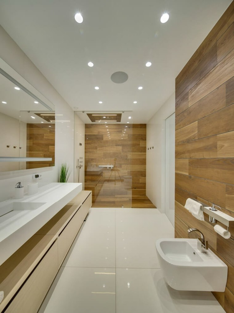 appartement design salle de bain idée aménagement bois carrelage blanc cabine de douche -saz-apartment-2bgroup