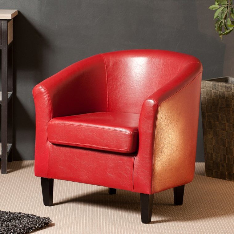 fauteuil cabriolet moderne rouge cuir design idée salon mobilier 