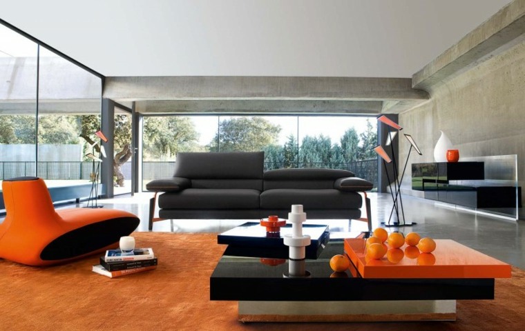 aménagement salon moderne canapé lit table basse 