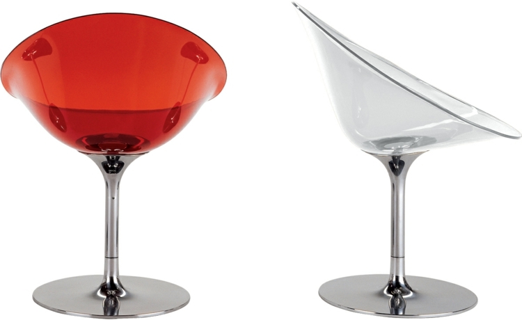 chaises kartell rouge transparent