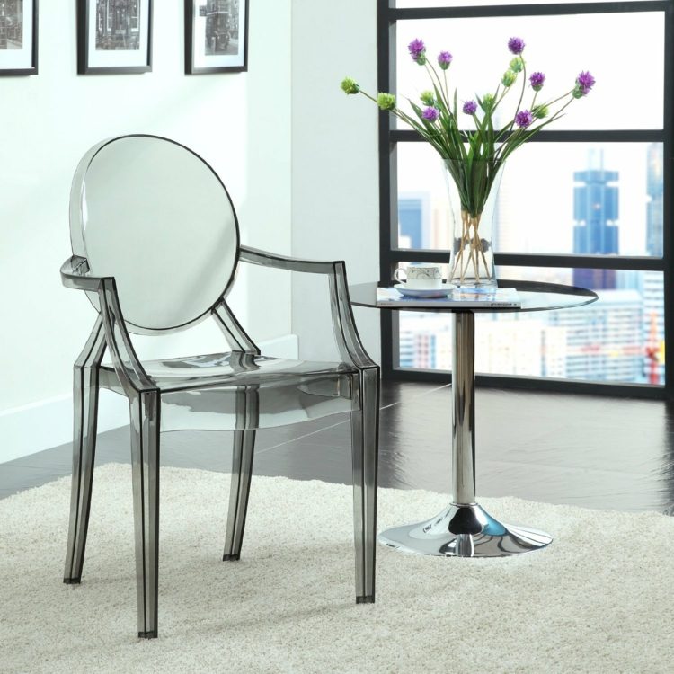chaise transparente design nuance grise