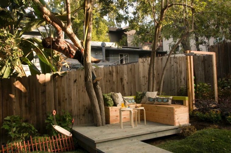 aménagement jardin idée brises vue bois terrasses