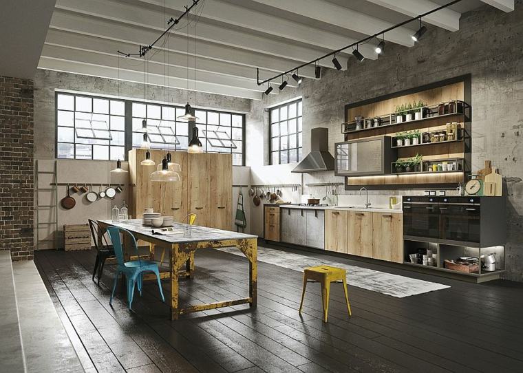 cuisine style industriel design loft table métal michele marcon snaidero
