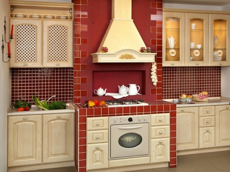décoration rouge de cuisine en blanc