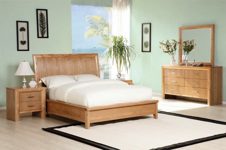 chambre coucher adultes deco lumineuse mobilier bois