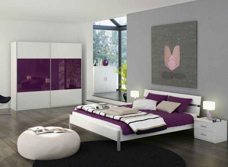 design chambre moderne déco accent lilas