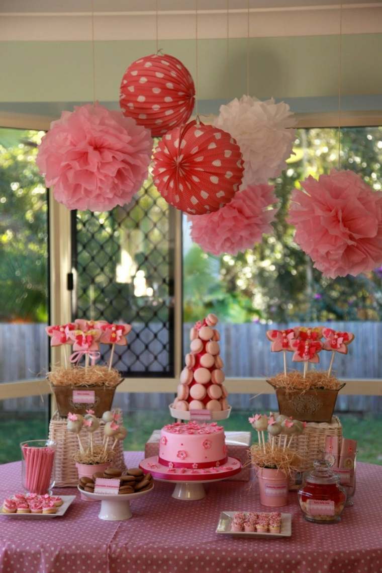 décorer table rose thème idée anniversaire fête 