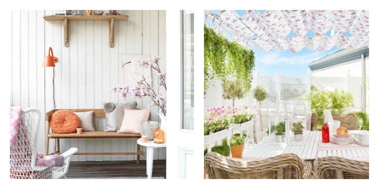 decoration extérieur idees couleurs terrasse blanc rose