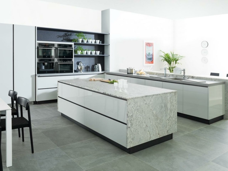 decoration cuisine moderne surfaces marbre