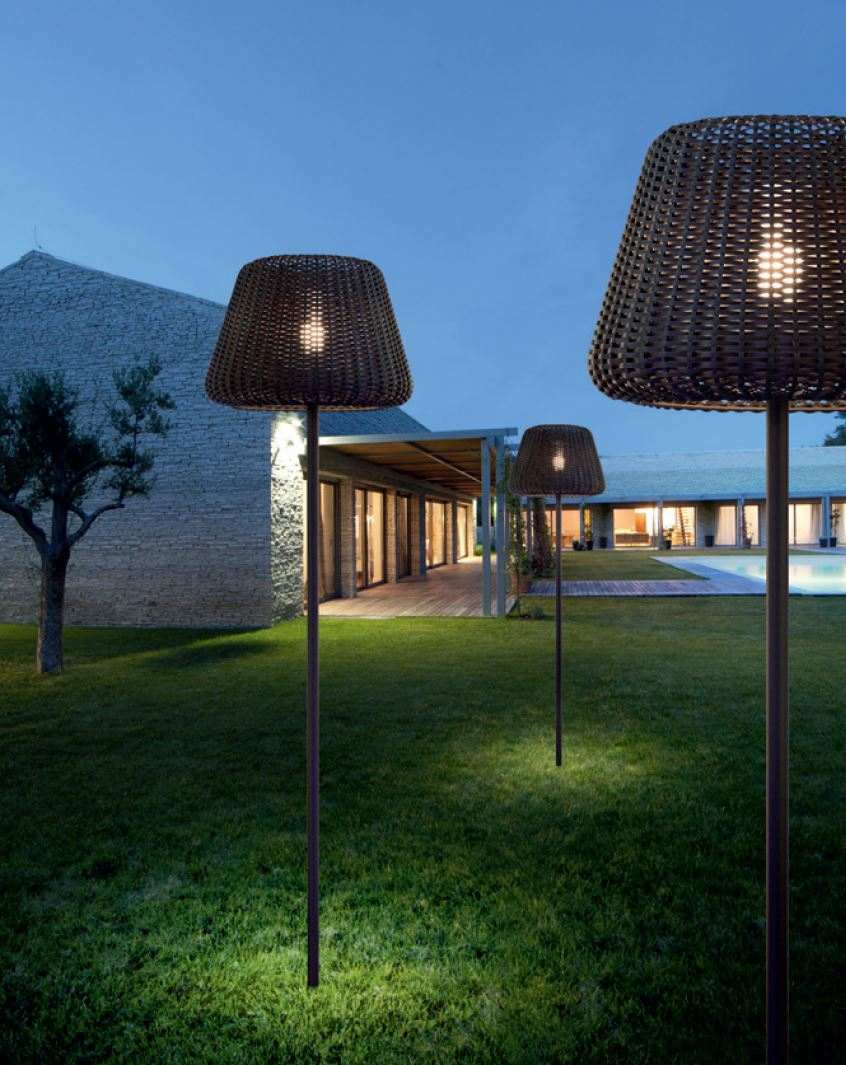 éclairage extérieur idée lampe résine tressée design ralph panzeri design