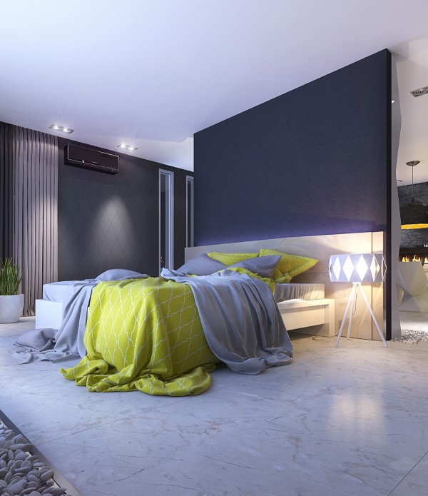 aménager espace moderne appartement chambre à coucher lit