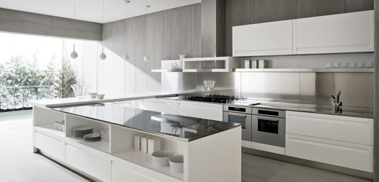 décoration cuisine moderne blanc gris
