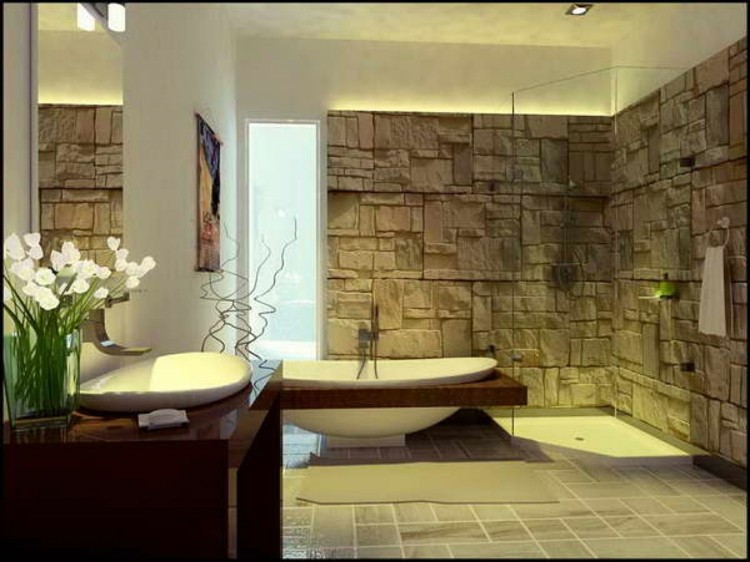 décoration salle de bain zen pierre