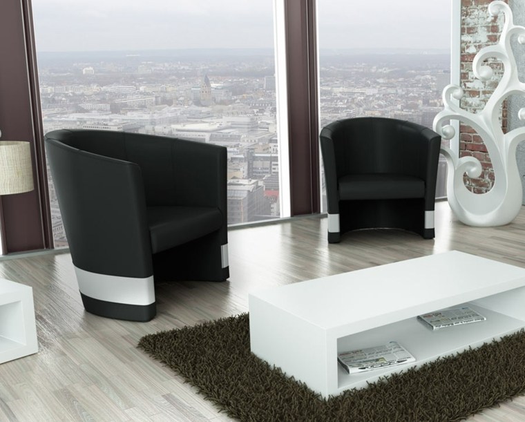 fauteuil design moderne noir felek table basse blanche salon 