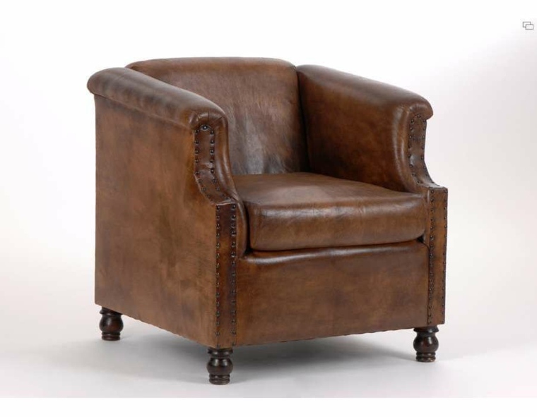 fauteuil en cuir vieilli amadeus marron 