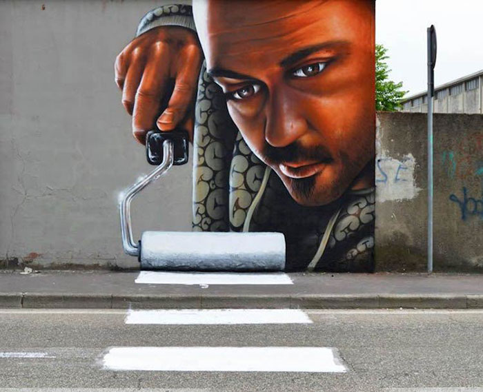 arts de la rue artiste italie graffiti portrait réaliste 3d cheone caiffa cosimo
