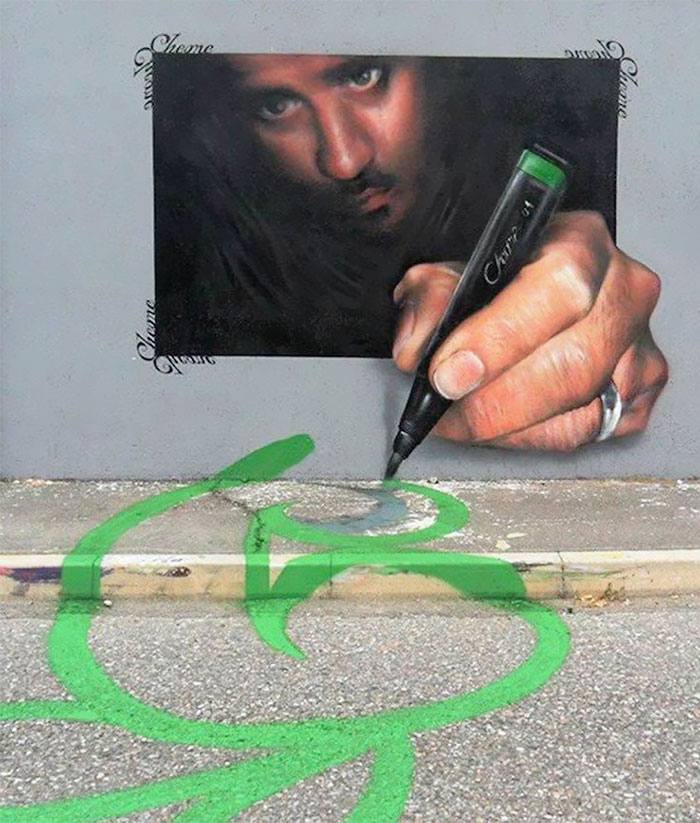 graffiti arts de la  rue artiste italien cheone 3d interaction ville art urbain