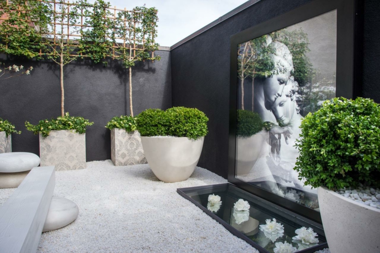 gravier blanc jardin style japonais