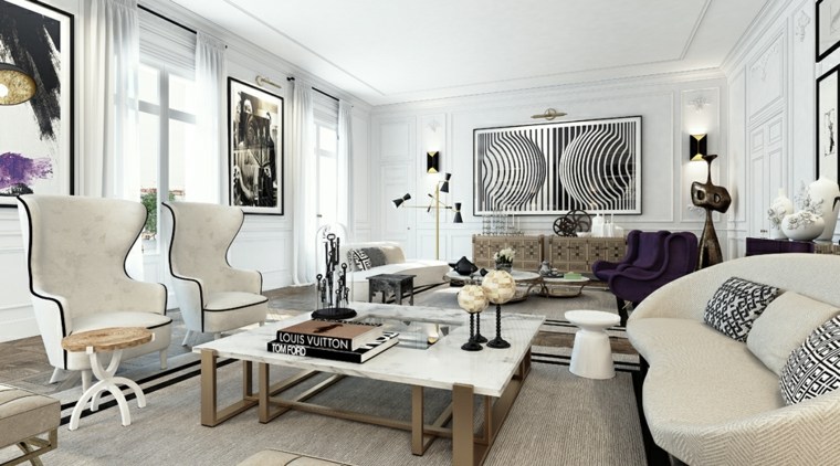 idée salon design scandinave mobilier blanc noir déco intérieur