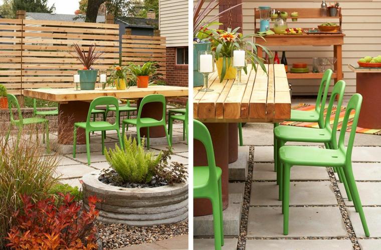 jardin deco moderne idées terrasse table bois